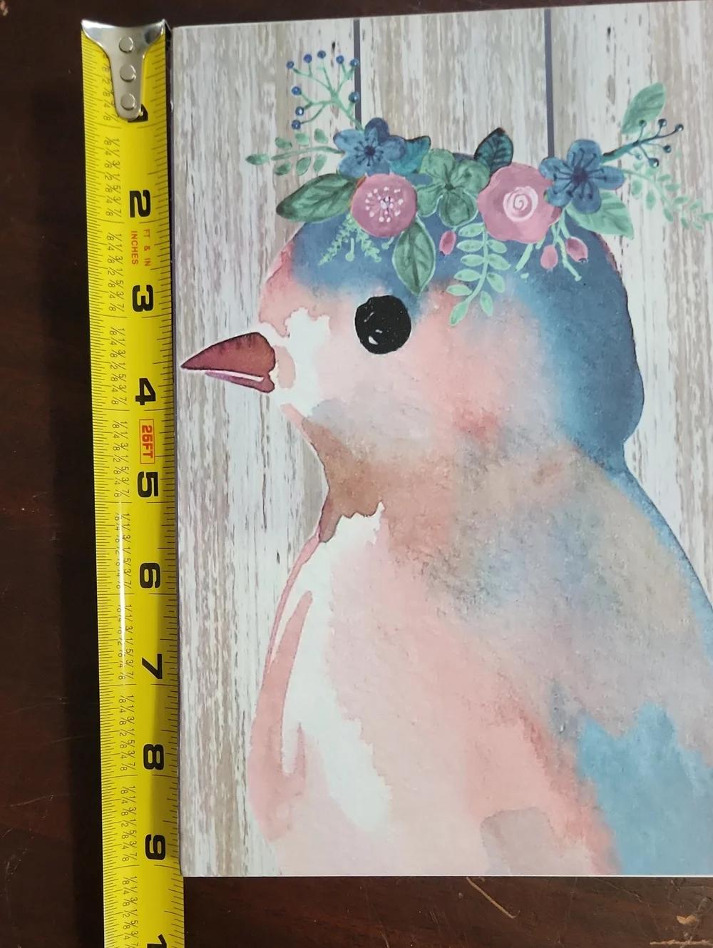 Watercolor Floral Crown Bird Wall Art Print - Pink & Blue